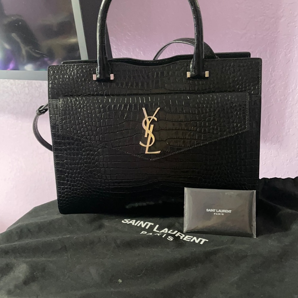 Yves Saint Laurent crock embossed handbag Pristine condition